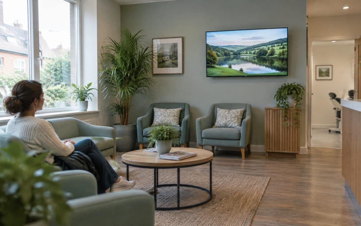 A clinic with a DisplayCircle screen on the wall
